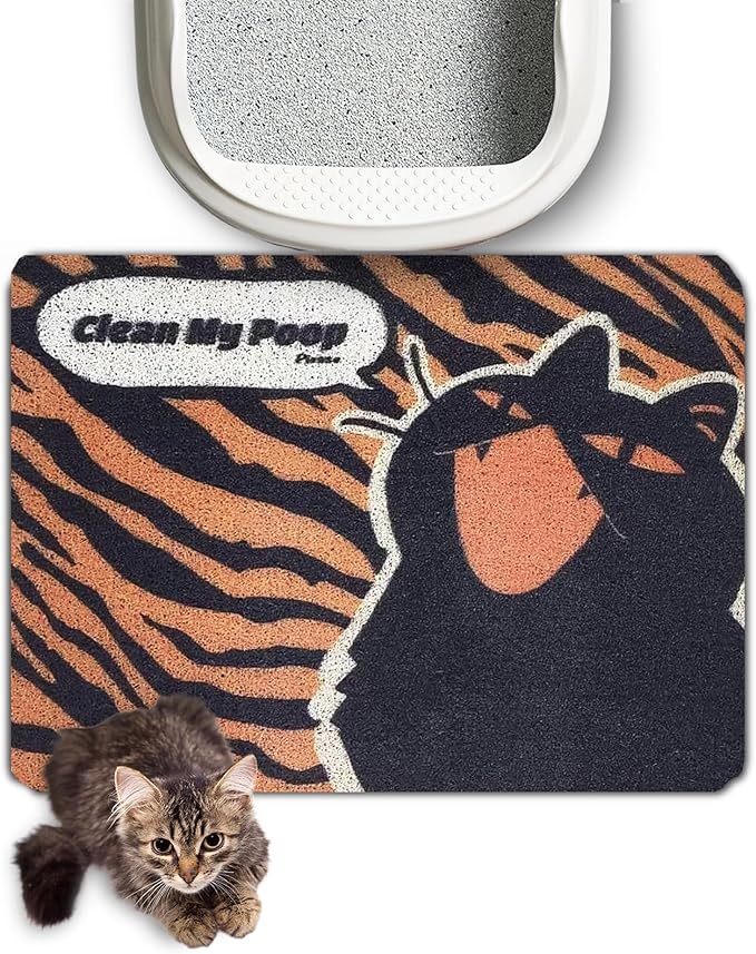 Lukamoo® Cute Cat Litter Mat (24’’x16’’), for Kitty Litter & Cat Litter Box, Independent Artist Designed (Roaring)