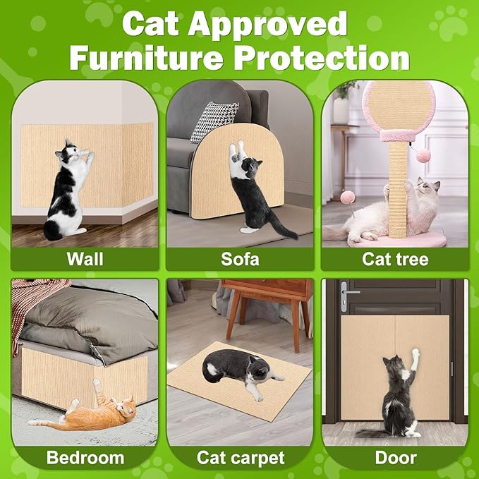 ENONCI Bed Cat Scratcher Pad,47.2"x15.8"Cat Scratching Mat,Self-Adhesive Trimmable Anti Scratch Bed Couch Wall Corner Furniture Protector from Cat Claws,Easy Use for Cat Carpet/Door/Post