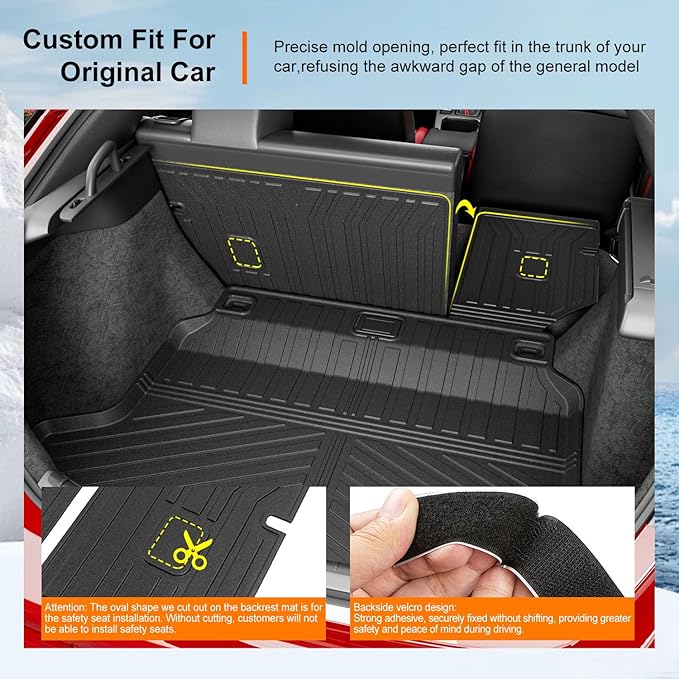 powoq Cargo Mat Compatible with 2022-2026 Honda Civic Hatchback Cargo Liner Trunk Mat Back Seat Protector TPE Replacement for 2022-2026 Honda Civic Accessories (Fit Hatchback,Trunk Mat+Backrest Mats)