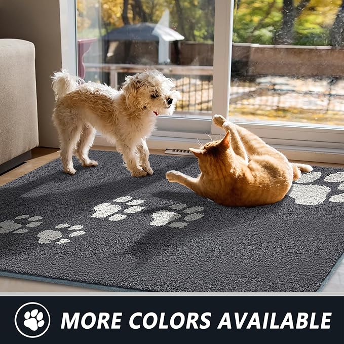 Timo Indoor Door Mat, Front Door Mat 32"x48" Non-Slip Rubber Backing Absorbent Resist Dirt Entrance Rug, Washable Low-Profile Inside Entry Door Rugs for Entryway, Dog Door Mats, Grey