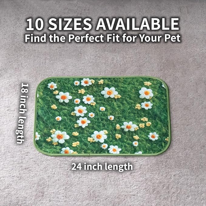 Dog Pee Pads Training Pads Upgrade Triple Thickness All-Purpose Super Absorbent & Leak-Proof, Quick Dry and Leak-Proof and Odor Control (Yellow Daisy on Green, 18" x24" x2PCS)