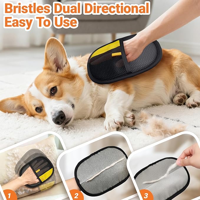 Pet Hair Removal Glove,Electrostatic Gloves for Cats & Dogs,Pet Hair Remover for Clothing,Couch, Carpet
