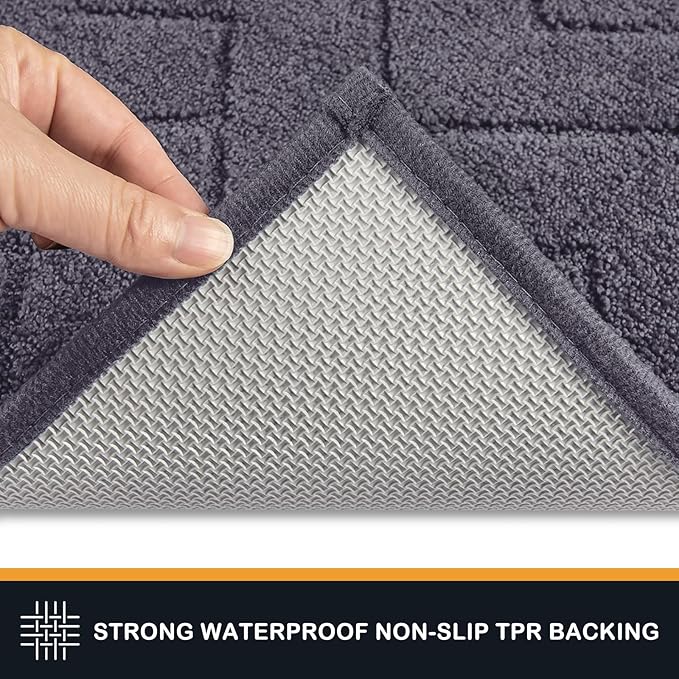 PURRUGS Dirt Trapping Door Mat 34" x 59", Non-Slip Machine Washable Entry Rug, Shoe Scraper, Dog Doormat, Super Absorbent Welcome Mat for Front & Back Door, Muddy Wet Shoes & Paws, Grey