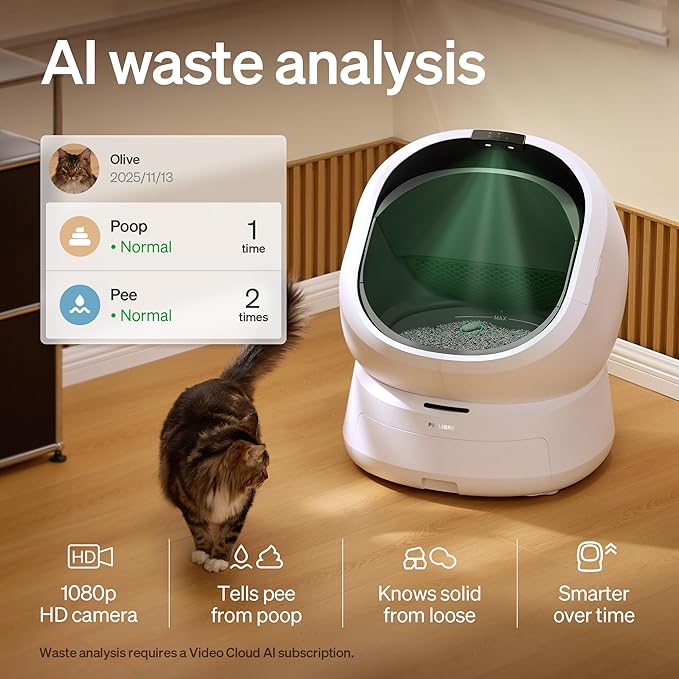 Bundle of PETLIBRO Luma Automatic Cat Litter Box + PETLIBRO Upgrade Cat Water Fountain Stainless Steel Tray, AI Camera Waste Analysis, Open-Top Multi-Cat Recognition LitterBox