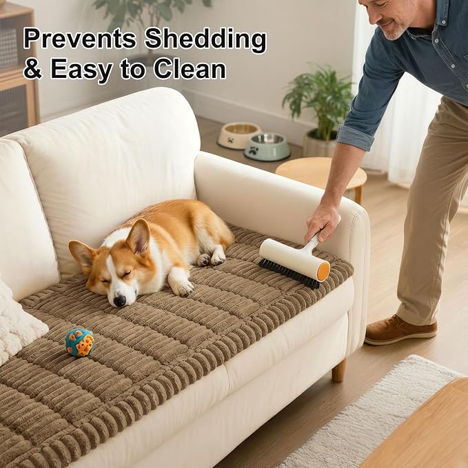 Smiry Couch Cover for Dogs, Non Slip Washable Sofa Protector for Pets, Soft Furniture Cover for Pet, Stylish Sofa Covers, Cozy Protect Against Fur, Dirt & Everyday Messes (Mocha Brown, 27.6" x 95")