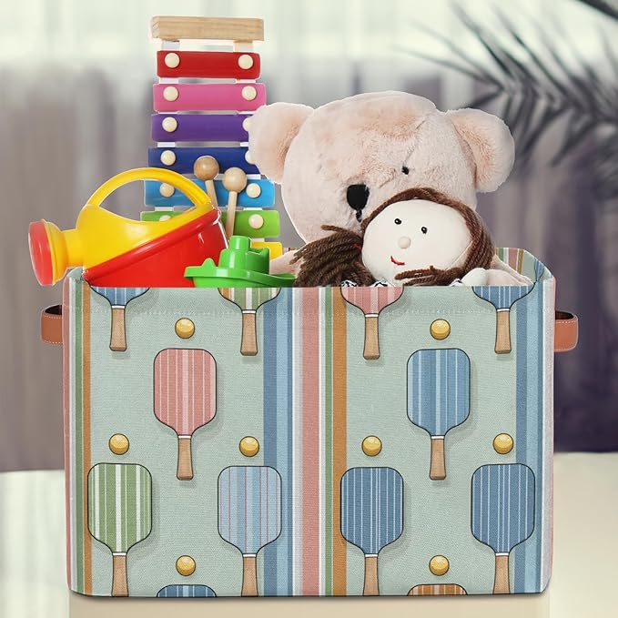 Cubes Storage Baskets,Pickleball Sport Foldable Storage Box,Waterproof Open Shelf Organizer Bin for Kid Clothes Toy Empty Gift Baskets