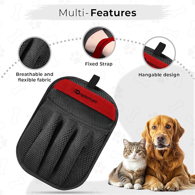 Pet Hair Removal Glove - Electrostatic Pet Hair Removal Gloves Brush for Pets Hair, 2026 Upgraded Animal Fur Removal Tool, Reusable Cats & Dogs Grooming Gloves for Hair Removal