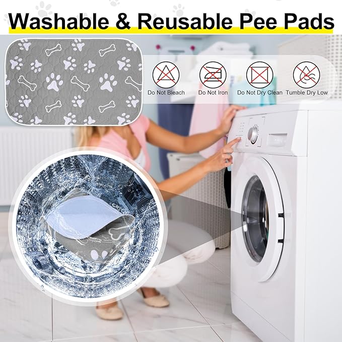BEAUTYZOO 6 Pack Washable Pee Pads for Dogs, Reusable Puppy Pads for Potty Training, Waterproof Super Absorbent Whelping Pads Mats Non Slip Against Urine for Small Medium Dogs Cats, 30" x 34"