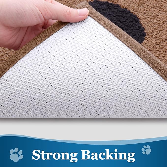 Buganda Dog Door Mat for Muddy Paws, Absorbent Dirt Trapper Washable Indoor Doormats, Non Slip Low-Profile Mud Mat for Dogs, Front Entrance Doormat for Inside Floor (40x32 Inches, Camel and Black)