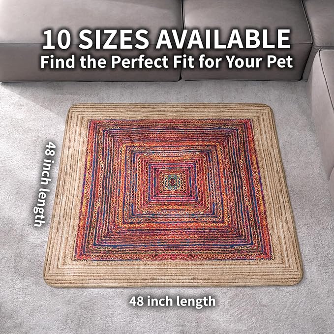 Dog Pee Pads Training Pads Upgrade Triple Thickness All-Purpose Super Absorbent & Leak-Proof, Quick Dry and Leak-Proof and Odor Control (Sisal Bohemian Print, 48" x48"x2PCS)
