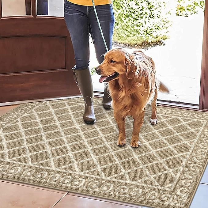 HEBE Indoor Door Mat 32"x48" Non Slip Front Door Welcome Mats Washable Shoe Mats Dirt Trapper for Entryway Low Profile Kitchen Carpet for Entrance Hallways Entrance Mat for Dogs