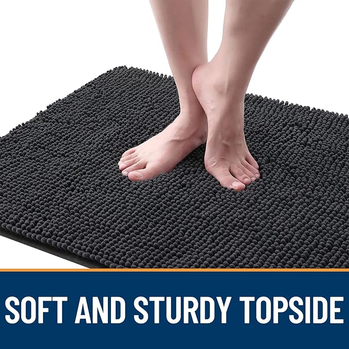 OLANLY Dog Door Mat for Muddy Paws 70x32, Absorbs Moisture and Dirt, Absorbent Non-Slip Washable Doormat, Quick Dry Chenille Mud Mat for Dogs, Entry Indoor Entryway Carpet for Inside Floor, Dark Grey