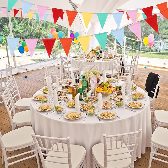 HESTYA 42 Pieces Colorful Pennant Banner Flag Multicolor Bunting Triangle Banner Pastel Pennants for Birthdays Easter School Carnival Garland Outdoor Events Party Hanging Decorations(Rainbow)