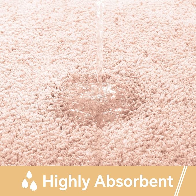 Dusty Pink Bathroom Rugs 17"x24" - High-Density Microfiber Bath Mat, Fluffy Non Slip Absorbent and Washable Bathroom Mat - Ideal for Small Spaces, Vanity, Toilet, or Pet Mat
