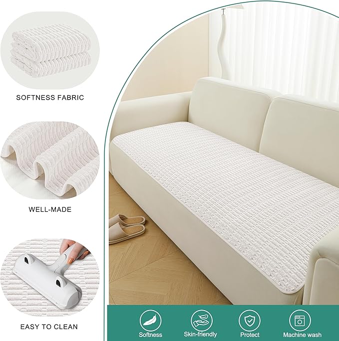 Foxdecor Couch Cover Sofa Covers Washable, Dog Bed Cover Couch Covers for 3 Cushion Couch Sofa Pet Friendly, Dog Couch Cover Furniture Covers for Pets.(White 40x50 inch)