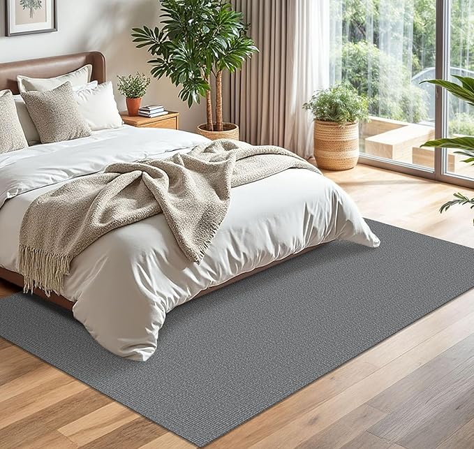 KOZYFLY Washable Area Rug for Living Room 5x7 Ft Non Slip Rubber Backed Bedroom Rug Braided Cotton Dining Room Rug, Floor Carpet for Living Room Dining Room Bedroom, Grey