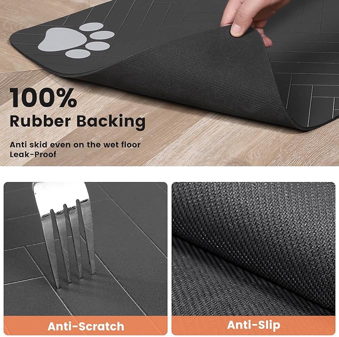 Pet Feeding Mat-Absorbent Pet Placemat for Food and Water Bowl, with Waterproof Rubber Backing, Quick Dry Water Dispenser Mat for Dog and Cat (20"x12", Christmas)