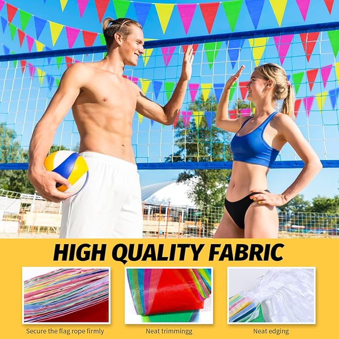 450 Pcs 787Ft Durable Nylon Pennant Banner Flags Rainbow Garland Bunting for Weddings, Easter, Birthdays, Back-to-School Safty Warning & Outdoor Party Decor, Campus Events,Christmas Decor Banners
