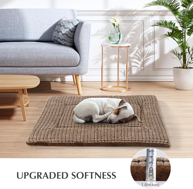 BVAGSS Reversible Dog Crate Pad, Memory Foam Pet Bed Mat, Soft Warm Machine Washable Sleeping Kennel Mattress for Small Medium Dogs XH079 (21''x13''x1.6'',Brown)