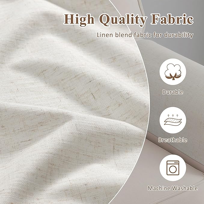 SPWIY Couch Arm Covers Linen Chair Arm Covers Stain Resistant & Anti-Scratch Furniture Protector for Sofa Recliner Armrest Cover for Pets, 2 Pcs, Cream, 20" W x 24" L