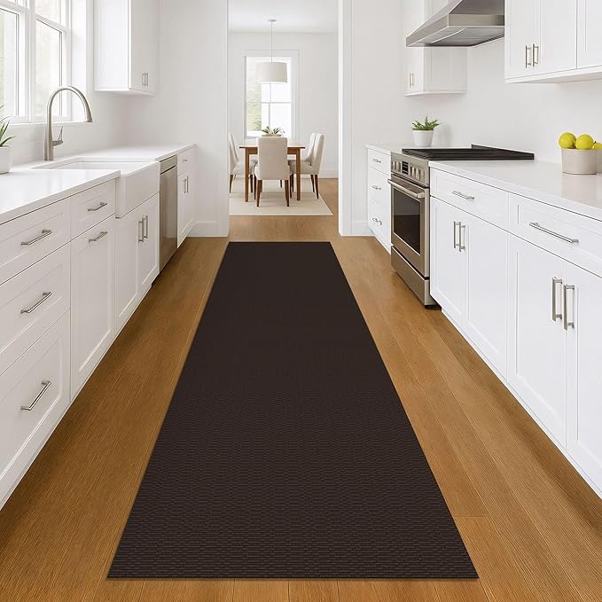 KOZYFLY Washable Runner Rug 3x10 ft Hallway Kitchen Runner Rugs with Rubber Backing Bobo Entryway Runner Indoor, Long Carpet Runners for Hall Kitchen Entryway, Dark Coffee/Brown