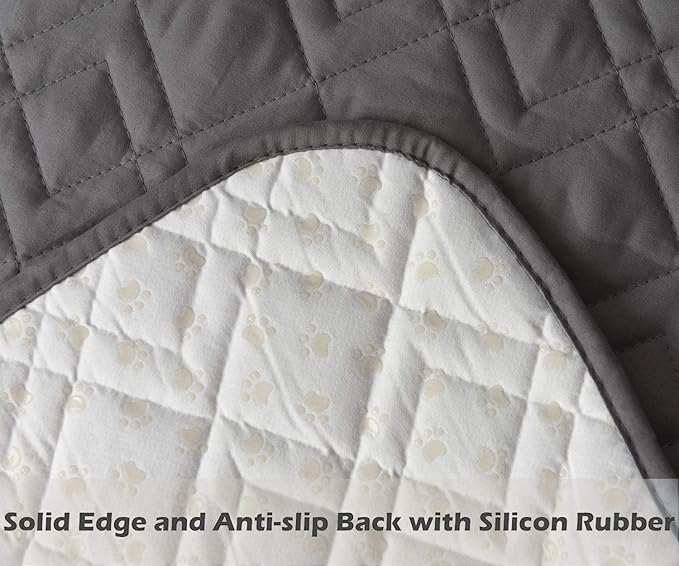 Ameritex Couch Sofa Slipcover 100% Waterproof Nonslip Quilted Furniture Protector Slipcover for Dogs, Children, Pets Sofa Slipcover Machine Washable (Dark Grey, 68")