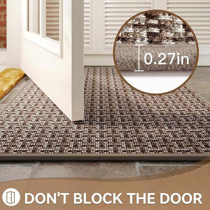 Indoor Door Mat 24"x72",Door Mat Indoor Entrance Dirt Resistant and Absorbent Non-Slip Rubber Backing Front Door Mats Washable Low-Profile Mats for Entryway, Inside Entrance Easy Clean Brown