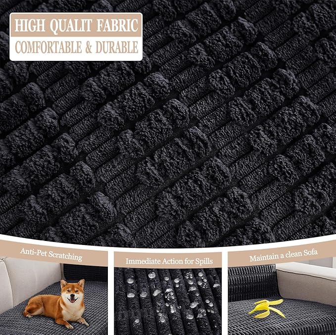 Meider Couch Arm Covers Sofa Mats for Armrests, 2pcs 30x30 inch Anti-Slip Sofa Seat Protectors Large Arm Protector Backrest Covers (Black)