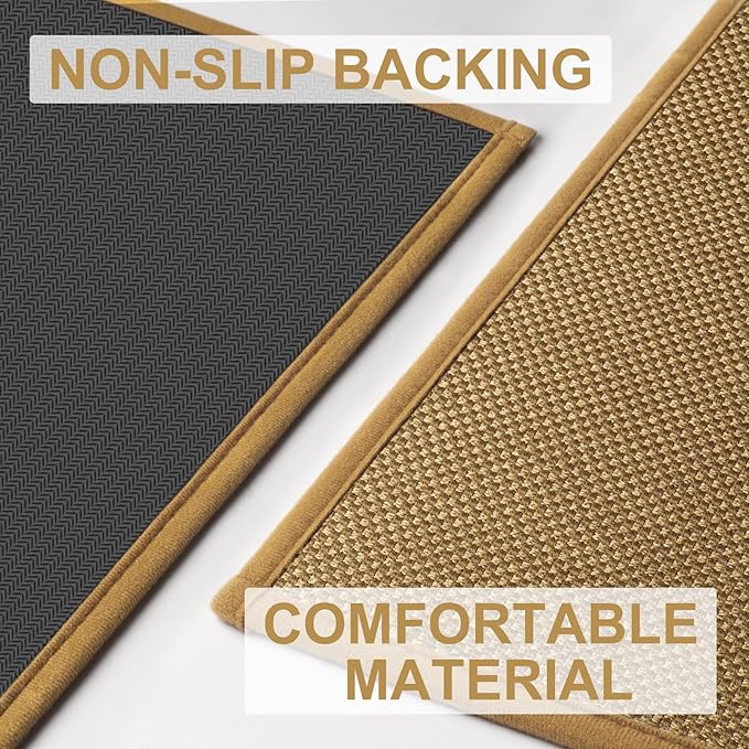 LEKEEPGO Door Mat 17"x29", Low-Profile Door Mat Indoor Entrance, Non Slip Rubber Backing Front Indoor Door mats, Washable Absorbent Entry Doormat Inside Door Mats Resist Dirt Entryway Mat, Light Brown