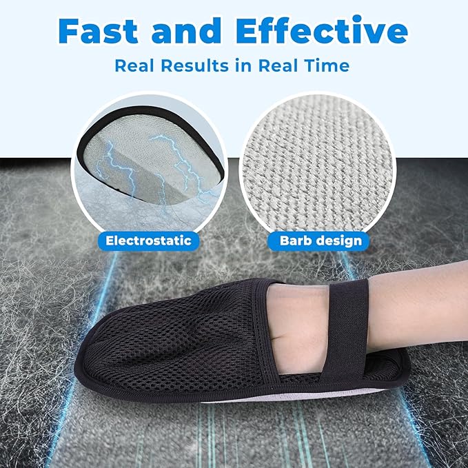 GRENTY Pet Hair Removal Glove for Cats & Dogs (2 Pcs), Upgraded Five-Finger Magic Brush Pet Hair Remover, Pet Hair Removal Tools for Clothing, Carpet, Sofa Gaps, Car Seat