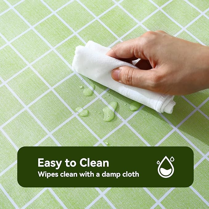 Romanstile Rectangle Vinyl Tablecloth, 100% Waterproof Oil-Proof Checkered Plastic Table Cloth, Heavy Duty Wipeable Table Covers for Dining, Camping, Picnic, Outdoor - 54 x 108 Inch, Green