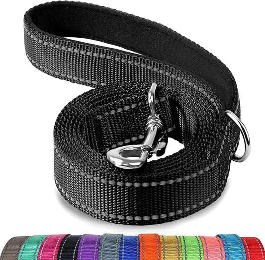 Joytale Dog Leash, 6 FT Double-Sided Reflective, Padded Handle Nylon Heavy Duty Leashes for Small Dogs Walking, Black