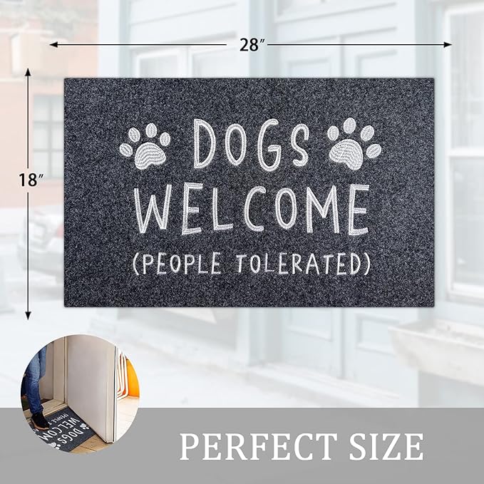 AAZZKANG Dogs Door Mat with Non Slip Rubber Back Funny Paw Doormat Easy to Clean Outdoor Indoor Front Door Mats for Entrance