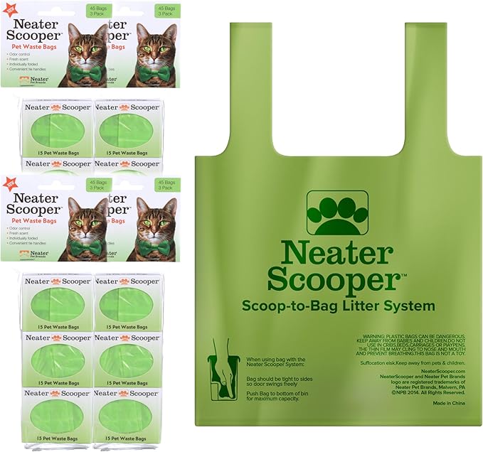 Neater Pets Neater Scooper Standard Size Refill Bags for Standard Neater Scooper Litter Scoop with Bags (12 Boxes, 180 Count)