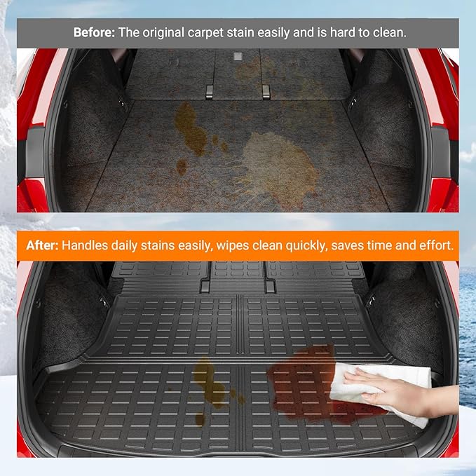 powoq Cargo Mat Compatible with 2023-2026 Lexus RX350 RX350H RX500H Trunk Mat Cargo Liner Back Seat Protector TPE Replacement for 2023-2026 Lexus Accessories (Trunk Mat+Backrest Mats)