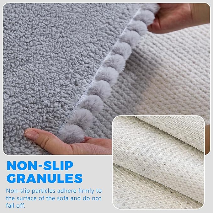 Sherpa Fleece Oversized Couch Cover for 3-4 Cushion Sofa, Grey 71" x 150" - Pet Proof Sofa Covers Heavy Duty Scratch Resistant Pet Friendly Furniture Cover - Easy Install, Machine Washable