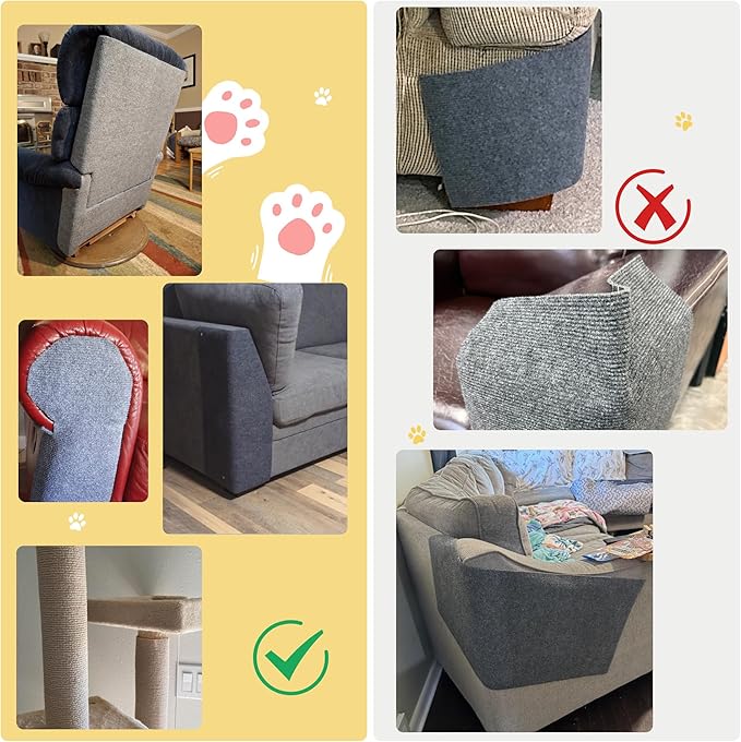Cat Scratch Furniture Protector, 78.7''x15.8'' Trimmable DIY Self-Adhesive, Durable Corner Scratcher Couch Protectors from Cat Claws for Sofa, Tree Shelves & Scratching Posts (Light Gray)
