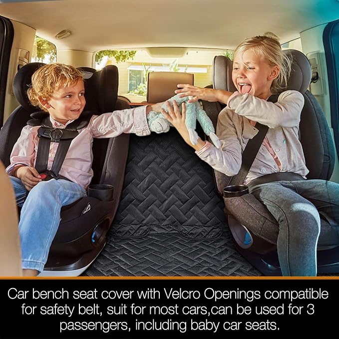 Bench Dog Seat Cover, Oxford Cloth Vehicle Seat Cover for Car/SUV/Small Truck, Universal Fit, Black, Waterproof, Heavy Duty, Nonslip, Machine Washable