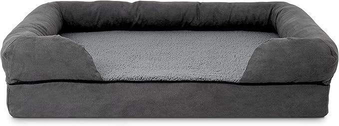 The Dog’s Bed, Large Grey Plush (no Logo), Memory Foam, Pain Relief: Arthritis, Hip & Elbow Dysplasia, Post Surgery, Lameness, Supportive, Calming, Waterproof Washable Cover
