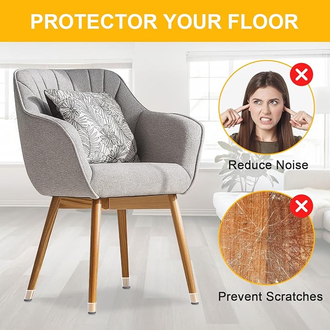 48 Pack Chair Leg Floor Protectors, Chair Feet Protectors for Hardwood Floors,Silicone Chair Leg Caps Covers Pads, Floors from Scratching and Reduce Noise(Fit:1-5/16"-2")