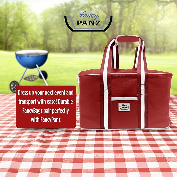 Fancy Panz - Red Insulated Casserole Carrier Bag - Insulated Thermal Bags for Hot & Cold Food Holds 2 Standard Size Fancy Panz - 2 Pockets - Food Container - Hosting Essentials