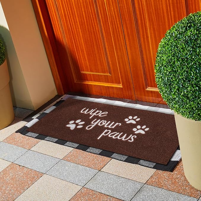 Welcome Large Mats for Front Door Wipe Your Paws Funny Doormat, Durable Natural Rubber Non Slip Back MatDog Mats for Entryway Porch Coffee Mat