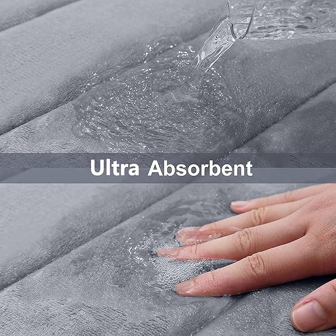 Buganda Memory Foam Bath Mat, 70" x 46", Ultra Soft and Non-Slip Bathroom Rugs, Water Absorbent and Machine Washable Bath Rug Runner for Bathroom, Shower, and Tub, Medium Grey
