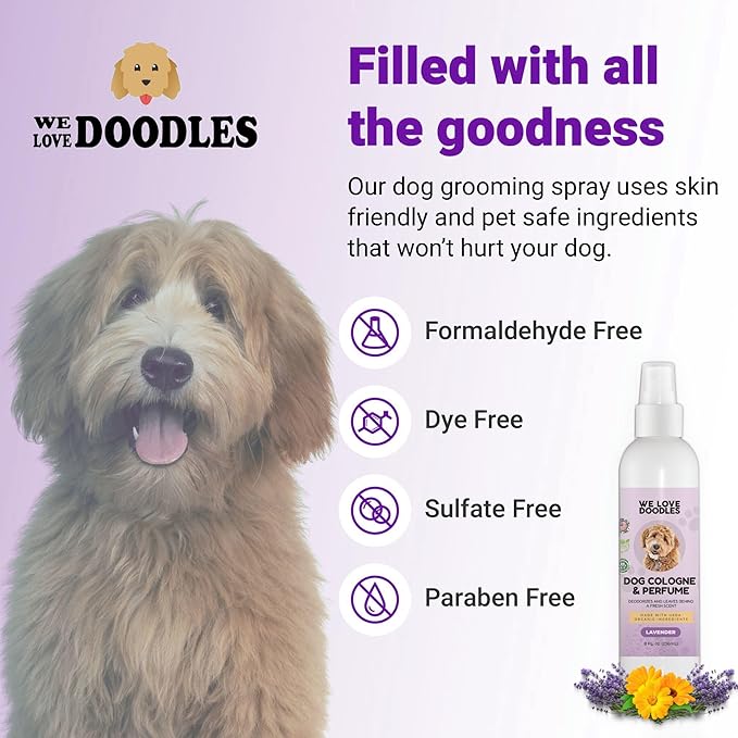 We Love Doodles Dog Face Comb and Dog Cologne & Perfume Bundle - Fine Tooth Flea Comb for Dogs and Tear Stain Remover Metal Comb - Deodorizing Pawfume for Pets, Organic, Long Lasting After Bath, Made