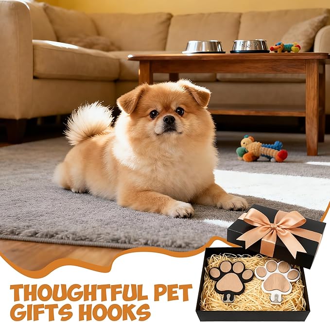 Pipigaty 2-Pack Dog Leash Holder for Wall by The Door, Paw-Shaped Leash Hooks for Wall Decorative Wall Hooks for Hanging Keychain, Coats & Towels, Gifts for Pet Lovers & Dog Owners
