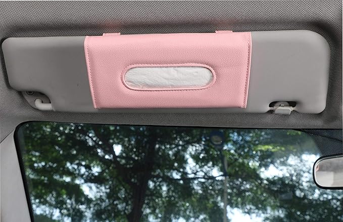 Tissue Dispenser for Car, Visor Tissue Holder, Car Mask Holder, Car Napkin Holder, Tissue Holder for Car Visor with One Tissue Refill, Autos Pink