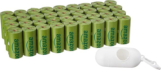 Amazon Basics Premium Leak Proof Dog Poop Bags with Dispenser and Leash Clip, Cucumber Scented, 13" x 9", 540 Count (36 Rolls of 15)