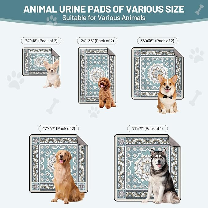 Washable Dog Pee Pads - 24"x36" Absorbent Reusable Puppy Training Pads, Waterproof Leak - Proof & Non - Slip for Crate Whelping Potty Training (Pack of 2)