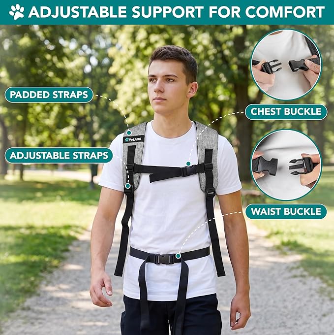 PetAmi Expandable Dog Backpack Carrier for Cats & Pets, Breathable Cat Carrier Backpack with Top Window & Multi-Entry, Ventilated Foldable Travel Carrier for Small Medium Pets up to 18 lbs, Light Gray