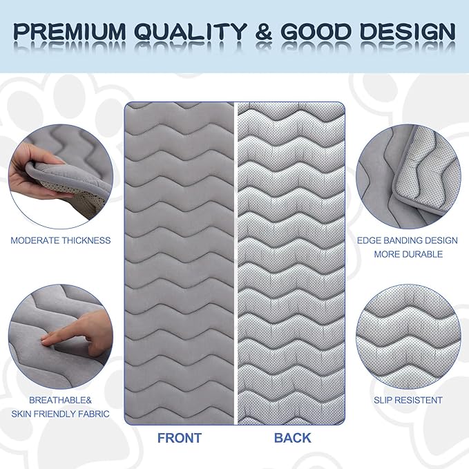 Bubble bear Dog Crate Mat - Upgraded Thick, Ultra Soft, Washable & Anti-Slip Kennel Pad for Small/Medium/Large Dogs, Dark-Hued to Hide Stains (59"x35")